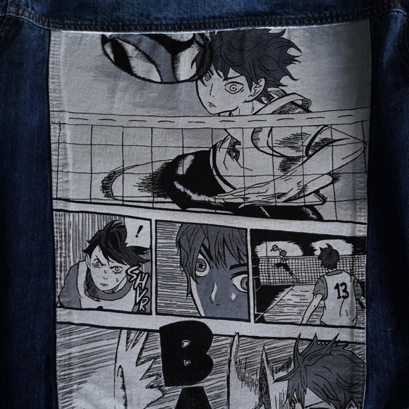 Haikyu Hand Painted Manga Panel Denim Jacket - Picture 13 of 16
